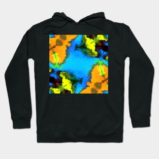 Psychedelic Hippie Square Blue Yellow and Green Hoodie